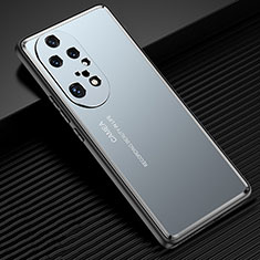 Luxury Aluminum Metal Back Cover and Silicone Frame Case JL2 for Huawei P50 Pro Blue