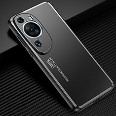 Luxury Aluminum Metal Back Cover and Silicone Frame Case JL2 for Huawei P60 Art Black