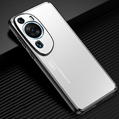 Luxury Aluminum Metal Back Cover and Silicone Frame Case JL2 for Huawei P60 Art Silver