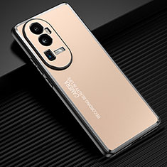 Luxury Aluminum Metal Back Cover and Silicone Frame Case JL2 for Oppo Reno10 Pro+ Plus 5G Gold