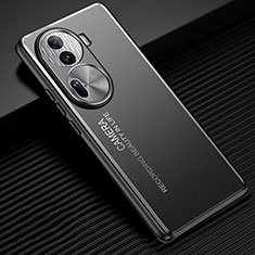 Luxury Aluminum Metal Back Cover and Silicone Frame Case JL2 for Oppo Reno11 Pro 5G Black
