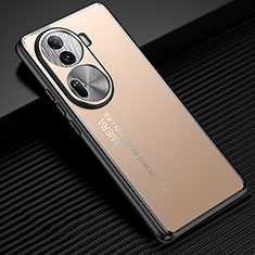 Luxury Aluminum Metal Back Cover and Silicone Frame Case JL2 for Oppo Reno11 Pro 5G Gold