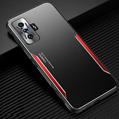 Luxury Aluminum Metal Back Cover and Silicone Frame Case JL2 for Xiaomi Poco F4 GT 5G Red