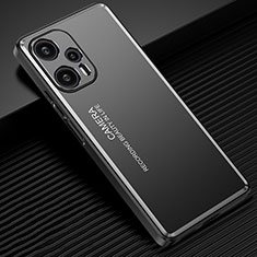 Luxury Aluminum Metal Back Cover and Silicone Frame Case JL2 for Xiaomi Poco F5 5G Black