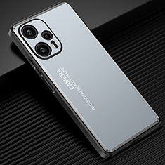 Luxury Aluminum Metal Back Cover and Silicone Frame Case JL2 for Xiaomi Poco F5 5G Blue