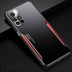 Luxury Aluminum Metal Back Cover and Silicone Frame Case JL2 for Xiaomi Redmi Note 11 5G Red