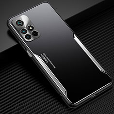 Luxury Aluminum Metal Back Cover and Silicone Frame Case JL2 for Xiaomi Redmi Note 11S 5G Silver