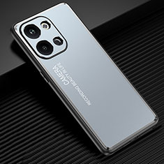 Luxury Aluminum Metal Back Cover and Silicone Frame Case JL2 for Xiaomi Redmi Note 13 5G Blue