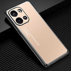 Luxury Aluminum Metal Back Cover and Silicone Frame Case JL2 for Xiaomi Redmi Note 13 5G Gold