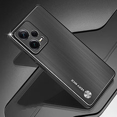 Luxury Aluminum Metal Back Cover and Silicone Frame Case JS1 for Xiaomi Redmi Note 12 5G Black