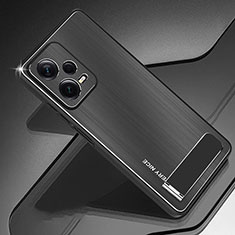 Luxury Aluminum Metal Back Cover and Silicone Frame Case JS2 for Xiaomi Redmi Note 12 5G Black