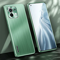 Luxury Aluminum Metal Back Cover and Silicone Frame Case M01 for Xiaomi Mi 11 Lite 5G NE Green