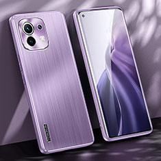 Luxury Aluminum Metal Back Cover and Silicone Frame Case M01 for Xiaomi Mi 11 Lite 5G Purple