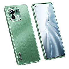 Luxury Aluminum Metal Back Cover and Silicone Frame Case M02 for Xiaomi Mi 11 Lite 4G Green