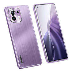 Luxury Aluminum Metal Back Cover and Silicone Frame Case M02 for Xiaomi Mi 11 Lite 4G Purple