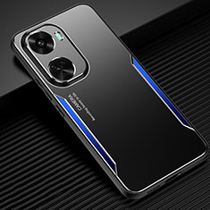 Luxury Aluminum Metal Back Cover and Silicone Frame Case PB1 for Huawei Nova 11 SE Blue