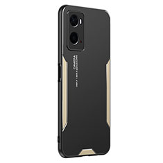 Luxury Aluminum Metal Back Cover and Silicone Frame Case PB1 for Oppo A76 Gold