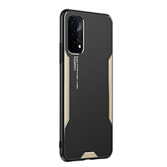 Luxury Aluminum Metal Back Cover and Silicone Frame Case PB1 for Oppo A93 5G Gold