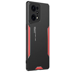 Luxury Aluminum Metal Back Cover and Silicone Frame Case PB1 for Oppo Find X5 Pro 5G Red