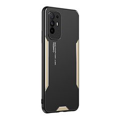 Luxury Aluminum Metal Back Cover and Silicone Frame Case PB1 for Oppo Reno5 Z 5G Gold