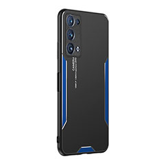 Luxury Aluminum Metal Back Cover and Silicone Frame Case PB1 for Oppo Reno6 Pro 5G Blue