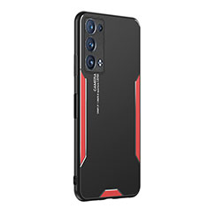 Luxury Aluminum Metal Back Cover and Silicone Frame Case PB1 for Oppo Reno6 Pro 5G Red