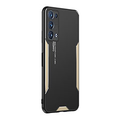 Luxury Aluminum Metal Back Cover and Silicone Frame Case PB1 for Oppo Reno6 Pro+ Plus 5G Gold