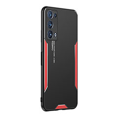 Luxury Aluminum Metal Back Cover and Silicone Frame Case PB1 for Oppo Reno6 Pro+ Plus 5G Red