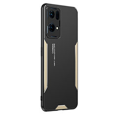 Luxury Aluminum Metal Back Cover and Silicone Frame Case PB1 for Oppo Reno7 Pro 5G Gold