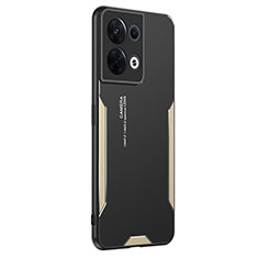 Luxury Aluminum Metal Back Cover and Silicone Frame Case PB1 for Oppo Reno9 5G Gold