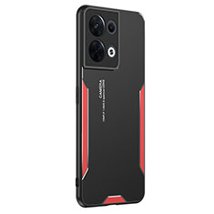 Luxury Aluminum Metal Back Cover and Silicone Frame Case PB1 for Oppo Reno9 5G Red