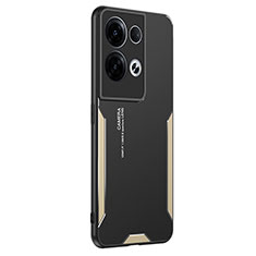 Luxury Aluminum Metal Back Cover and Silicone Frame Case PB1 for Oppo Reno9 Pro+ Plus 5G Gold