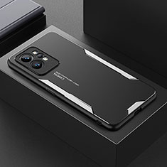 Luxury Aluminum Metal Back Cover and Silicone Frame Case PB1 for Realme GT2 Pro 5G Silver