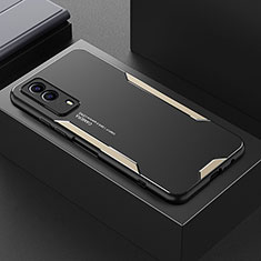 Luxury Aluminum Metal Back Cover and Silicone Frame Case PB1 for Vivo T1x 5G Gold