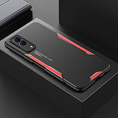 Luxury Aluminum Metal Back Cover and Silicone Frame Case PB1 for Vivo T1x 5G Red