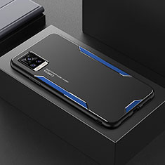 Luxury Aluminum Metal Back Cover and Silicone Frame Case PB1 for Vivo V20 Blue