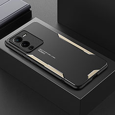 Luxury Aluminum Metal Back Cover and Silicone Frame Case PB1 for Vivo V25 Pro 5G Gold