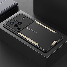 Luxury Aluminum Metal Back Cover and Silicone Frame Case PB1 for Vivo X80 Pro 5G Gold