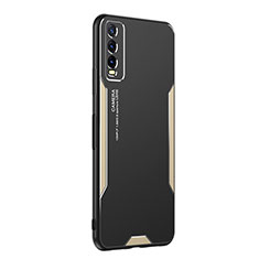 Luxury Aluminum Metal Back Cover and Silicone Frame Case PB1 for Vivo Y11s Gold