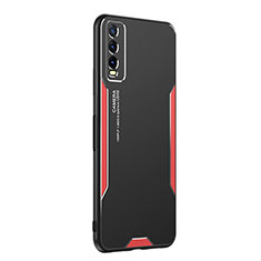 Luxury Aluminum Metal Back Cover and Silicone Frame Case PB1 for Vivo Y20s Red