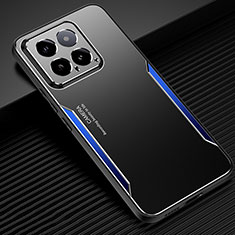Luxury Aluminum Metal Back Cover and Silicone Frame Case PB1 for Xiaomi Mi 14 Pro 5G Blue