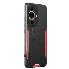 Luxury Aluminum Metal Back Cover and Silicone Frame Case PB2 for Huawei Nova 11 Pro Red