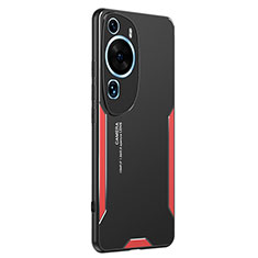 Luxury Aluminum Metal Back Cover and Silicone Frame Case PB2 for Huawei P60 Art Red