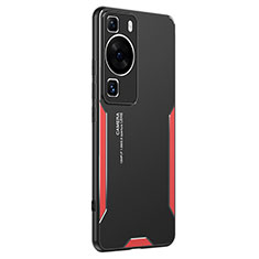 Luxury Aluminum Metal Back Cover and Silicone Frame Case PB2 for Huawei P60 Pro Red
