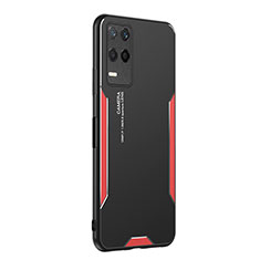 Luxury Aluminum Metal Back Cover and Silicone Frame Case PB2 for Realme 8s 5G Red