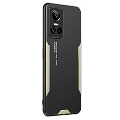 Luxury Aluminum Metal Back Cover and Silicone Frame Case PB2 for Realme GT Neo3 5G Gold