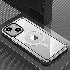 Luxury Aluminum Metal Back Cover and Silicone Frame Case QC1 for Apple iPhone 13 Silver