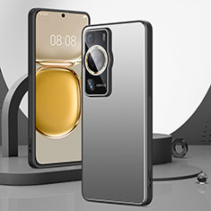 Luxury Aluminum Metal Back Cover and Silicone Frame Case S01 for Huawei P60 Pro Silver