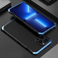 Luxury Aluminum Metal Cover Case 360 Degrees for Apple iPhone 13 Pro Blue and Black