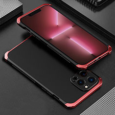 Luxury Aluminum Metal Cover Case 360 Degrees for Apple iPhone 13 Pro Max Red and Black
